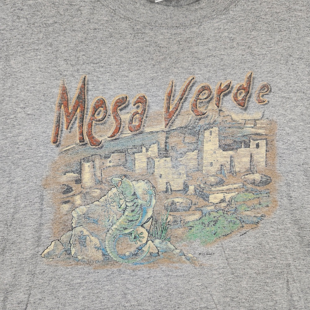 Vintage Mesa Verde Shirt Mens XL Gray Lizard Graphic National Park Tee Y2k Logo